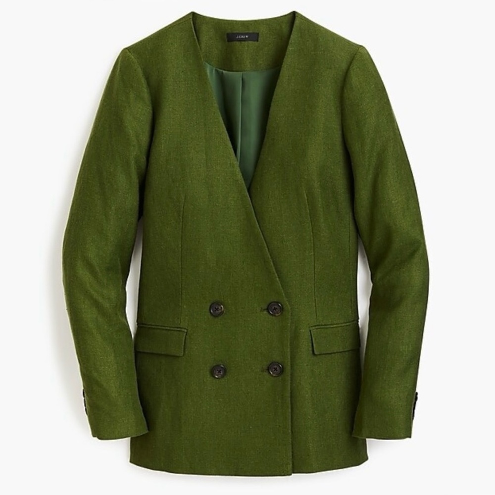 J. Crew Green Double-Breasted Blazer